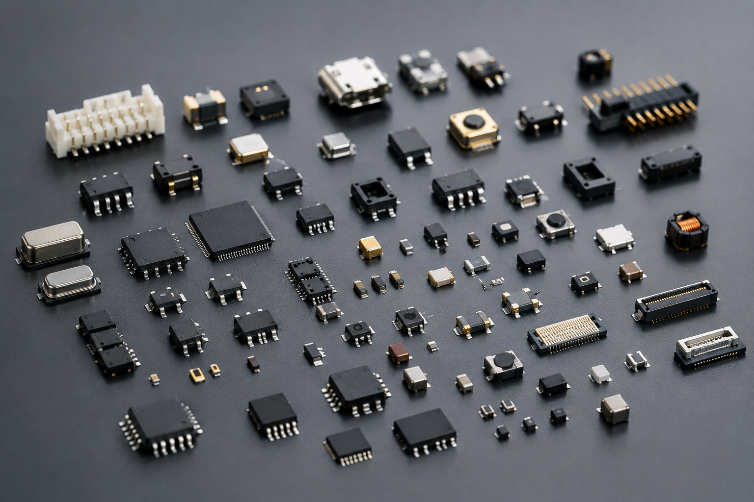 Electronic microcomponents inspected with optical measurement technology for dimensional verification and quality control